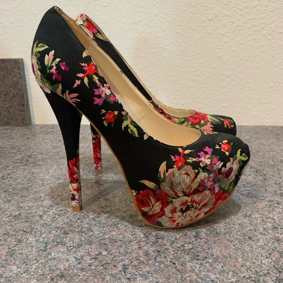 Liliana Shoes - FLORAL PLATFORM HEEL SHOE PUMP